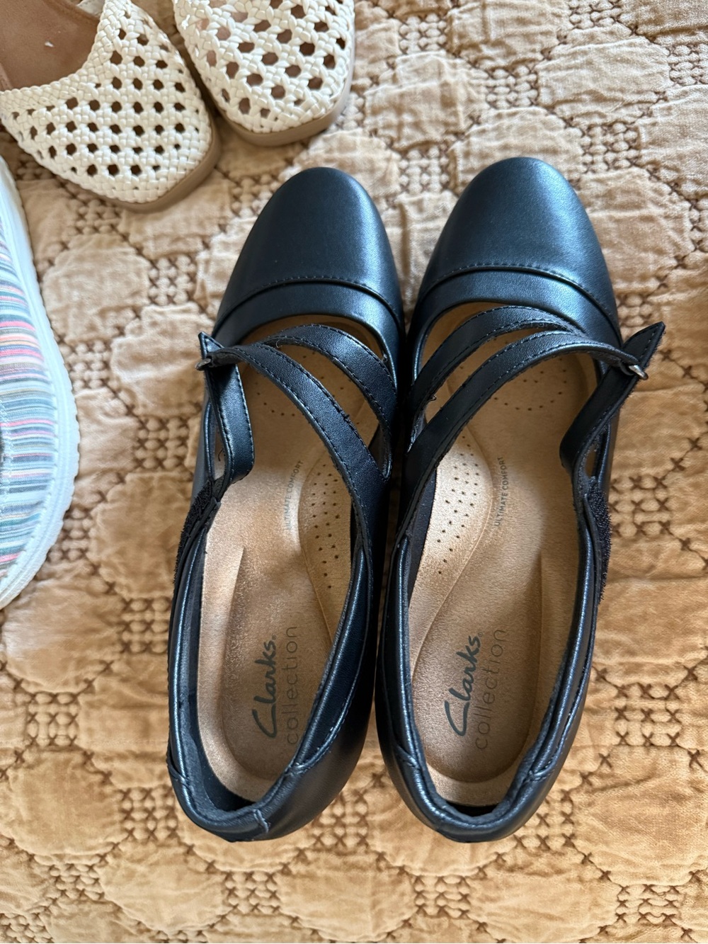 Clarks Black Cross-Strap Mary Jane Flats